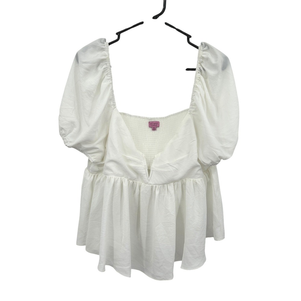 Coquette Babydoll Milkmaid Puff Sleeve Top Smocked XL Cream Romantic‎ Cottage